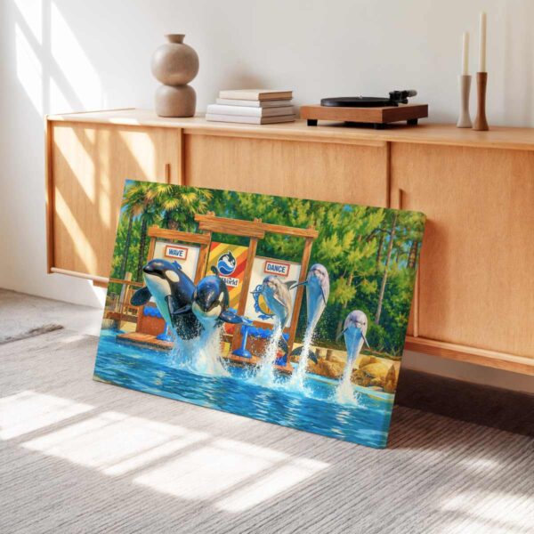 Orcas & Dolphins at SeaWorld, Orlando 1980s - Canvas Print