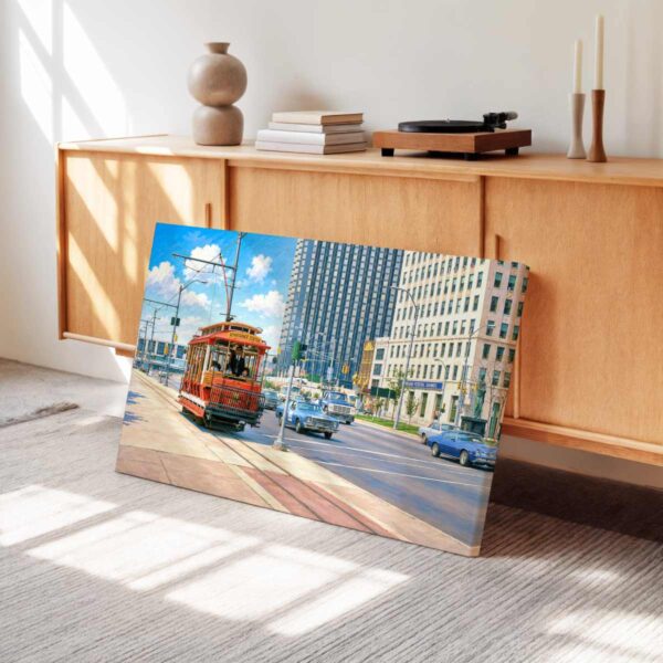 Detroit Citizens Railway on Jefferson Avenue 1980s – Canvas Print
