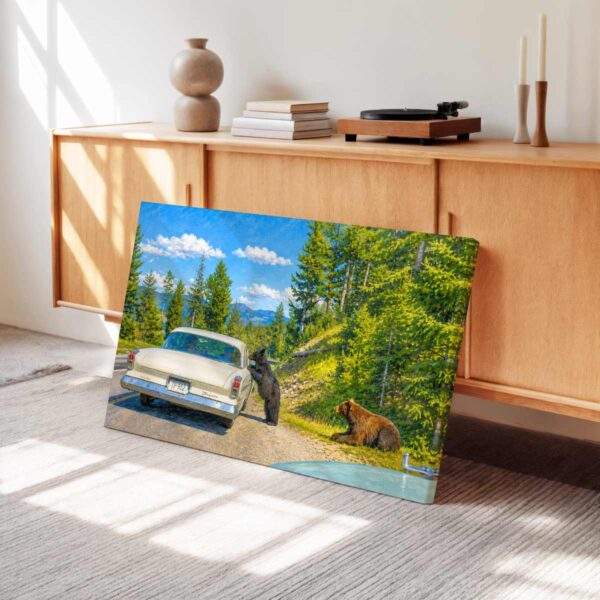 20260522111818-1f155cfe-f6fe-6eda-8f4c-4600cfce8e0c.jpg Bears and Classic Car in Yellowstone National Park 1960s – Canvas Print