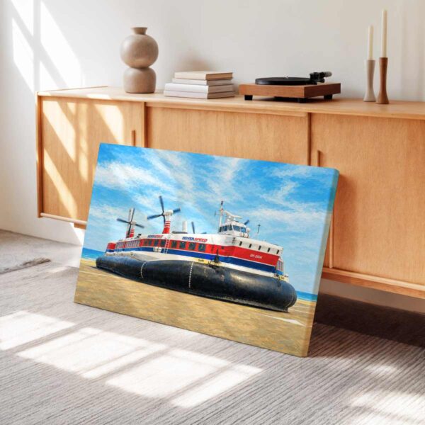 20260523154821-1f156bed-39ac-671c-8eb8-82a447f5cda5.jpg Hoverspeed Swift Hovercraft at Dover 1980s – Canvas Print
