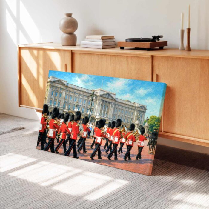 20260523224639-1f156f94-308a-654e-aee2-4e5327fea70b-1.jpg Foot Guards Marching at Buckingham Palace, London 1960s – Canvas Print