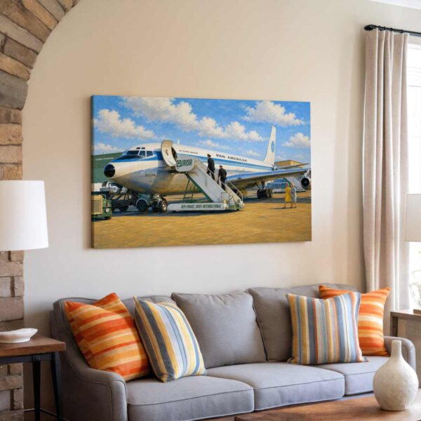 20260527022637-1f159737-c8b8-63b4-b37f-4263abb28672.jpg Pan Am Boeing 707 at Shannon Airport, Ireland 1960s - Canvas Print