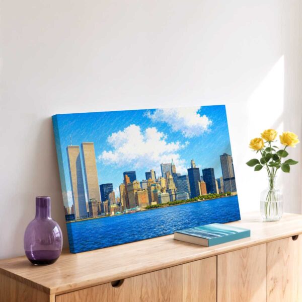 New York Skyline with World Trade Center 1970s – Canvas Print