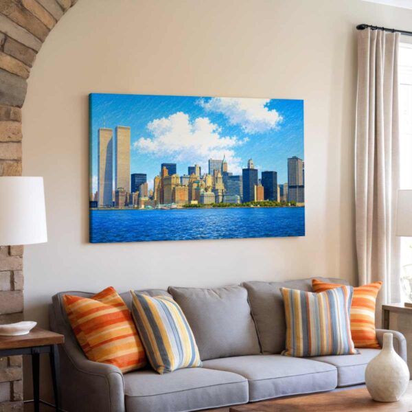 New York Skyline with World Trade Center 1970s – Canvas Print