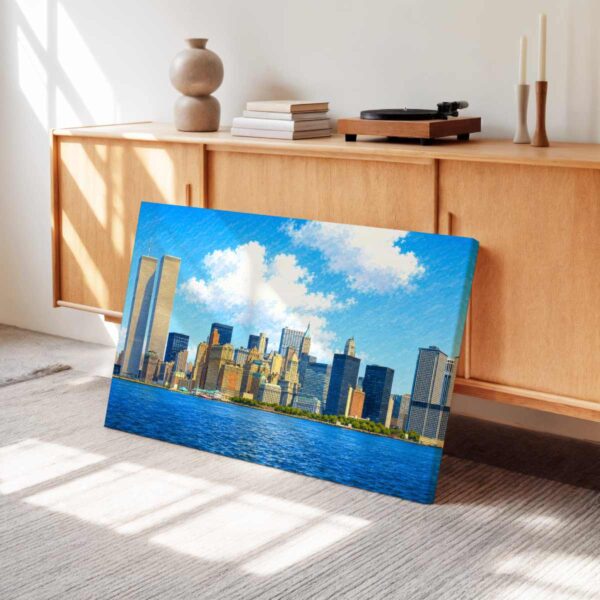 New York Skyline with World Trade Center 1970s – Canvas Print