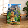 Ross Fountain and Edinburgh Castle, Scotland 1970s – Canvas Print