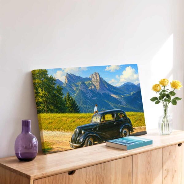 20260614103443-1f167dca-7c22-684a-94be-da329a17c850.jpg Ford Popular at the Mythen Mountains, Switzerland 1960s - Canvas Print