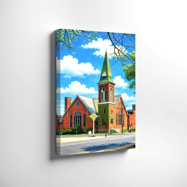 20260621180459-1f16d9bb-7eb0-6984-adca-767d52710511.jpg Garland Street Methodist Episcopal Church, Flint, Michigan 1950s - Canvas Print