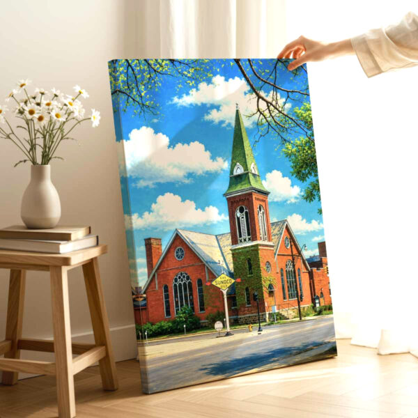 20260621180500-1f16d9bb-83db-6738-a415-d2aceb258af0.jpg Garland Street Methodist Episcopal Church, Flint, Michigan 1950s - Canvas Print