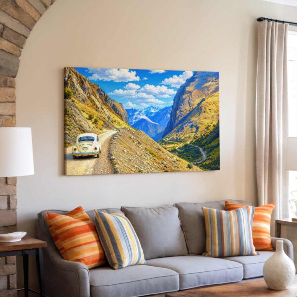 Volkswagen Beetle in the Peruvian Andes, Peru 1978 - Canvas Print
