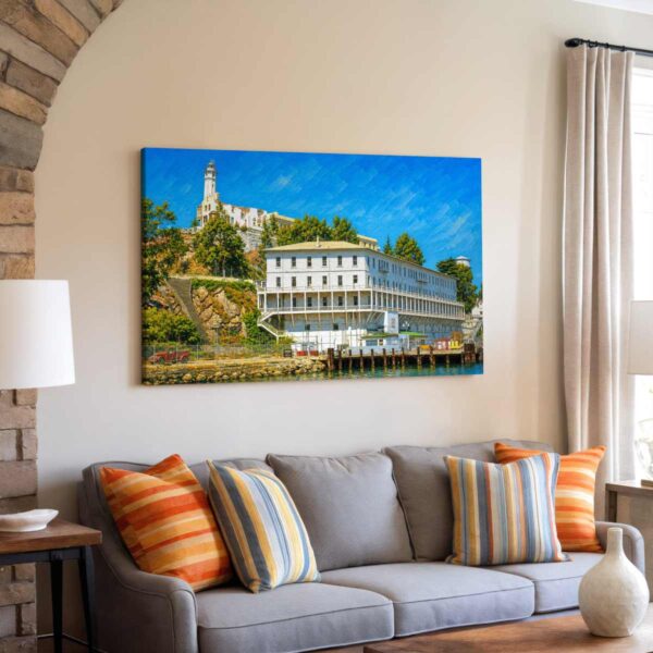 Alcatraz Island and Lighthouse, San Francisco 1970s - Canvas Print
