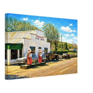 Sheehan's Filling Station, Rural Ireland 1970 - Canvas Print Sheehan's Filling Station with Texaco petrol pumps in rural Ireland 1970s - Canvas Print