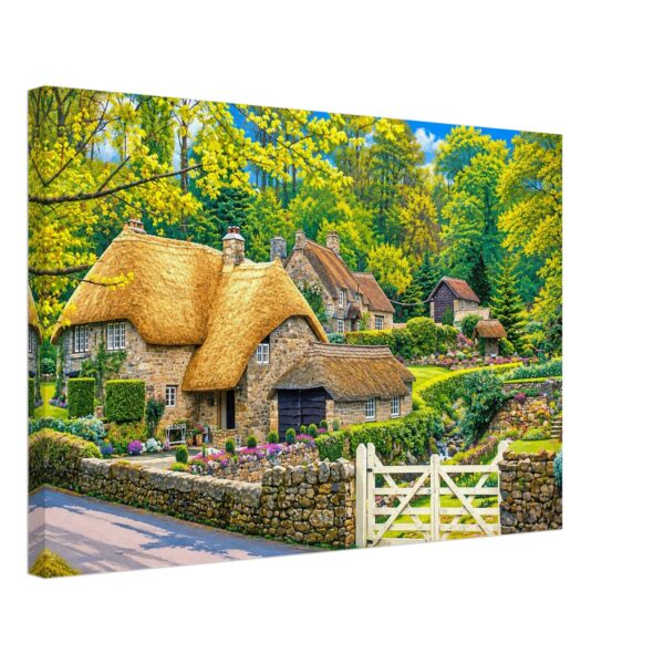 Thatched Cottage in Buckland in the Moor, Devon 1970s – Canvas Print 050c3380-d5da-4c2f-bed0-460d883a1d4e