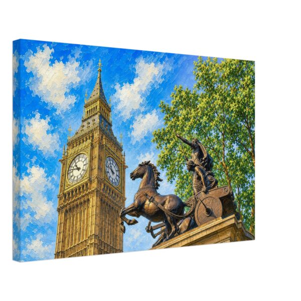 Big Ben and Boadicea Statue, London 1960s - Canvas Print 05e0b7d8-945f-4afd-9a7c-6fb860e41c9d