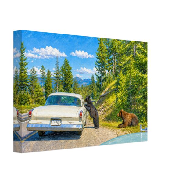 Bears and Chrysler 300 in Yellowstone National Park 1960s – Canvas Print 1cbb9f8c-fc3d-432f-b833-a4f816b91367