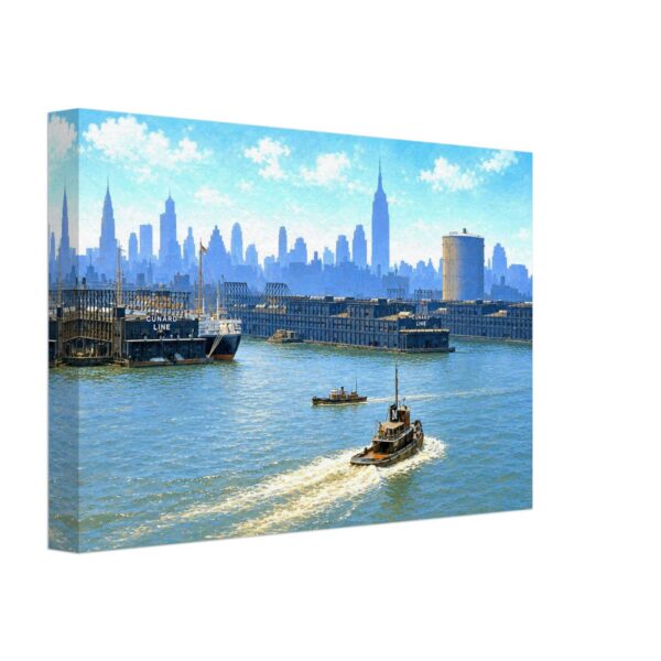 New York Harbor and Manhattan Skyline 1950s - Canvas Print 217d86d7-a7ad-4d4a-9676-85564758b1fd