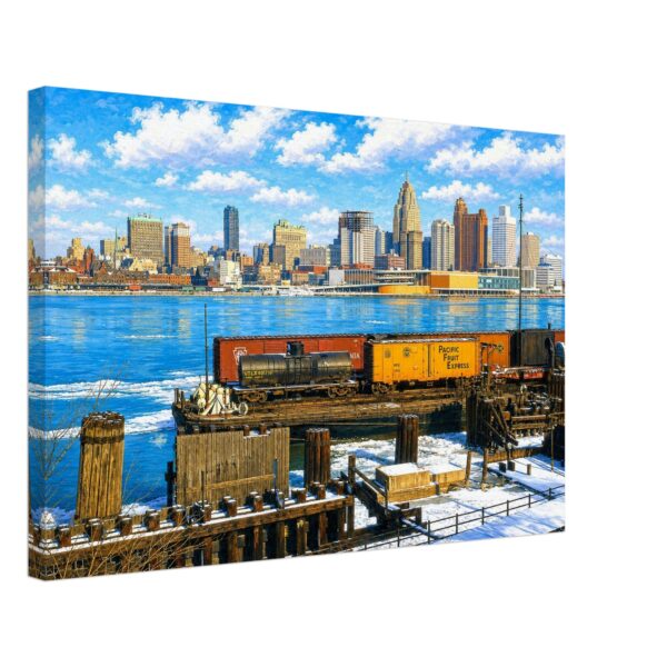 Detroit Skyline from Windsor 1960s – Canvas Print 239ccc3a-4e7b-4320-bd0c-21087920a451