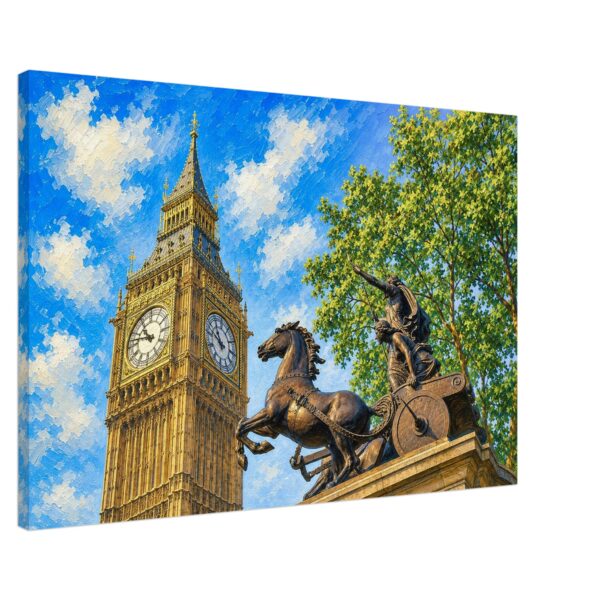 Big Ben and Boadicea Statue, London 1960s - Canvas Print 33bc0bcd-c7c9-40cc-bfe7-e1aefc6edd3d