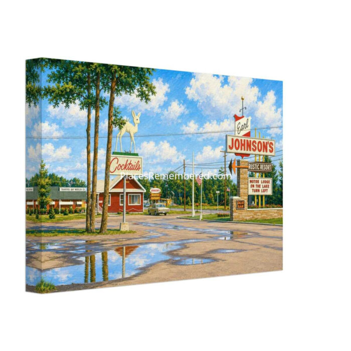 Johnson's Rustic Resort, Houghton Lake,, Michigan 1960s - Canvas Print 36f2805b-016b-49dc-8d92-728358b9338d