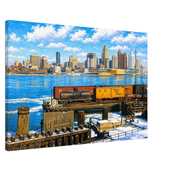 Detroit Skyline from Windsor 1960s – Canvas Print 47b5bf59-cc28-4ec4-9833-f2368b7309f0