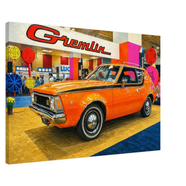 AMC Gremlin at the New York Auto Show 1970 – Canvas Print 49fe57cf-d8db-4e71-bd74-ac8248a9f815