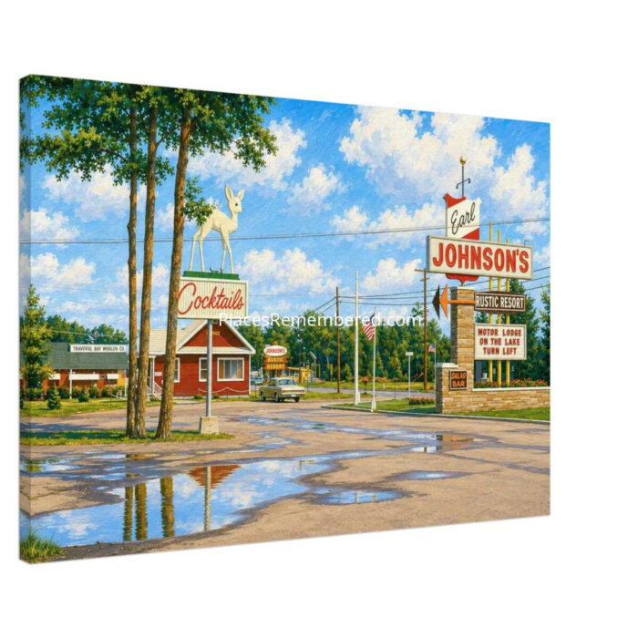 Johnson's Rustic Resort, Houghton Lake,, Michigan 1960s - Canvas Print 62b09cd1-a713-428a-8940-5dfec285ee6e