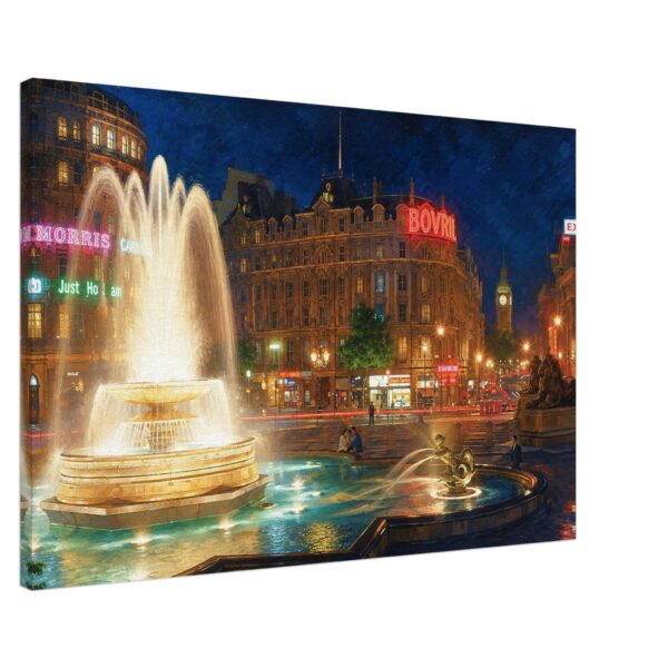 Trafalgar Square at Night, London 1960s – Canvas Print 65950bab-1db0-43de-be0d-059fc6fdddc4