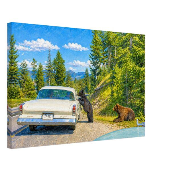 Bears and Chrysler 300 in Yellowstone National Park 1960s – Canvas Print 6877195e-8177-40c9-869e-20bb95d3dda1