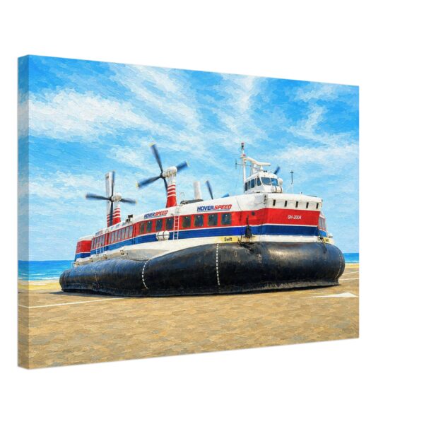Hoverspeed Swift Hovercraft at Dover 1980s – Canvas Print 6c880a15-de32-4152-8036-e6bad5d33165