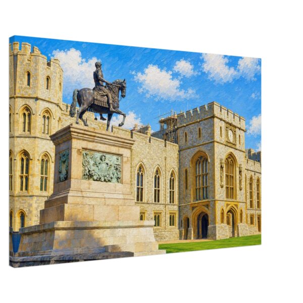 Windsor Castle and King Charles II Statue 1980s – Canvas Print 70852b58-adb7-443a-b493-752026d101ca