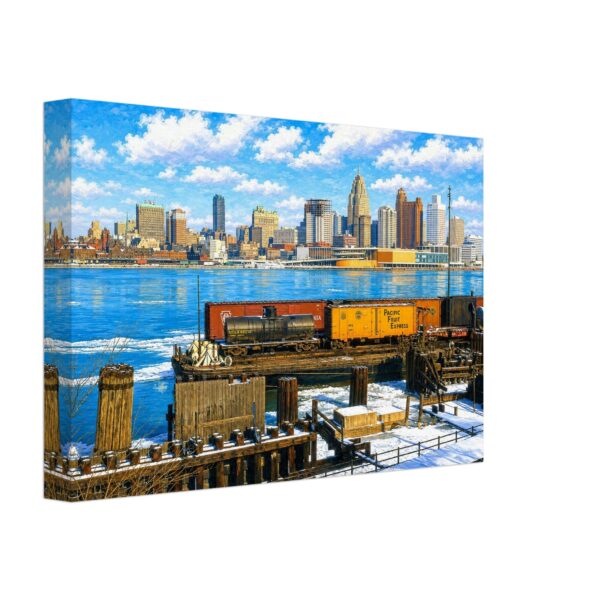 Detroit Skyline from Windsor 1960s – Canvas Print 75e6d906-5e63-4ba1-822a-a3b9631eaa7e