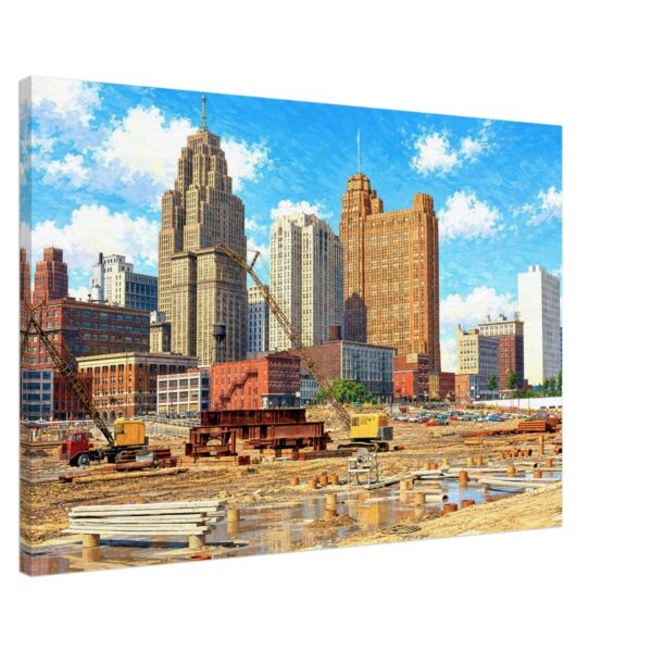 Downtown Detroit and Cobo Center Construction 1950s – Canvas Print 7aac5b21-f855-43ff-9f67-6efe132f780c