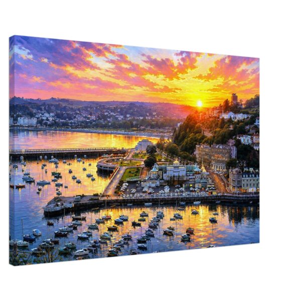 Torquay Harbour at Sunset, Devon, England 1970s - Canvas Print 7cf4b2e1-60eb-48b7-a1e5-c63e97872d68