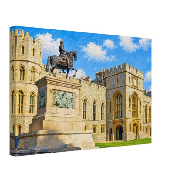 Windsor Castle and King Charles II Statue 1980s – Canvas Print 814a8dd4-8e92-4348-b473-9cd5b208d61e
