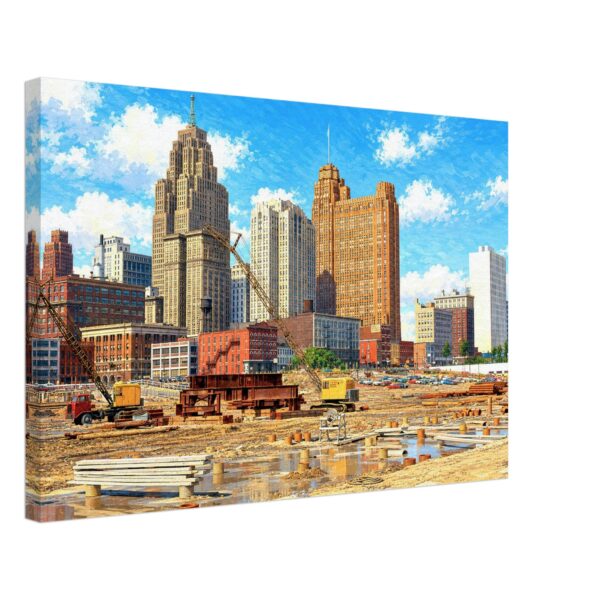 Downtown Detroit and Cobo Center Construction 1950s – Canvas Print 8cd70c94-a9fa-42a8-bb7d-0c8b4e9eaf1c