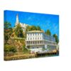 Alcatraz Island prison building and lighthouse overlooking San Francisco Bay, 1970s - Canvas Print