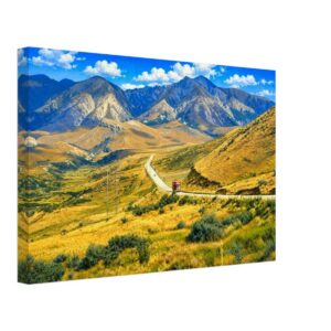 1970s painterly view of Arthur's Pass and State Highway 73 through the Southern Alps, South Island, New Zealand.