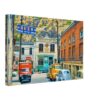 Bingham Canyon, Utah 1950s - Canvas Print Painterly 1950s street scene in Bingham Canyon, Utah, with old storefronts, mining union building, period vehicles, signs and a rocky canyon backdrop.