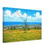 1980s painterly view of the chairlift at Butlin's Holiday Camp, Ayr, Scotland overlooking the resort and the Firth of Clyde - canvas print.