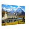 Cluanie Inn, Glenmoriston, Scottish Highlands 1970s - Canvas Print 1970s view of the Cluanie Inn beside Loch Cluanie in the Scottish Highlands, with snow-capped mountains towering behind the historic hotel, reimagined in a painterly style from a genuine vintage color photograph.