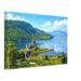 Eilean Donan Castle, Loch Duich, Scotland 1970s – Canvas Print Painterly 1970s view of Eilean Donan Castle on Loch Duich, Scotland, with blue water, green Highland hills, rocky shoreline and distant mountains.