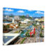 Expo 67, Montreal, Canada 1960s - Canvas Print 1960s painterly panoramic view of Expo 67 in Montreal featuring the Biosphère, monorail and international pavilions - canvas print.