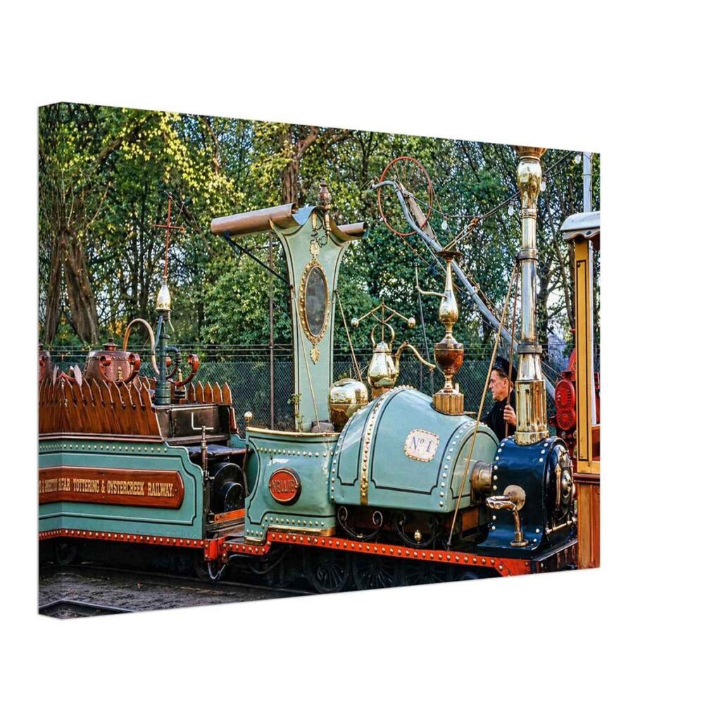 No. 1 Nellie locomotive on the Far Tottering and Oyster Creek Railway at Battersea Park during the Festival of Britain, London 1951 - Canvas Print