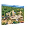 Flying W Ranch, Colorado Springs, Colorado 1970s - Canvas Print 1970s aerial view of the Flying W Ranch in Colorado Springs, Colorado, surrounded by dramatic sandstone rock formations and pine forest, reimagined in a painterly style from a genuine vintage color photograph.