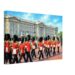 Foot Guards Marching at Buckingham Palace, London 1960s – Canvas Print Painterly 1960s view of Foot Guards marching outside Buckingham Palace in London, with red uniforms, bearskin caps, brass instruments and crowds.