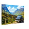 Ford Popular in Glencoe, Scotland 1960s - Canvas Print 1960s painterly view of a Ford Popular overlooking Glencoe in the Scottish Highlands, Argyll, Scotland - canvas print.