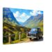 1960s painterly view of a Ford Popular overlooking Glencoe in the Scottish Highlands, Argyll, Scotland - canvas print.