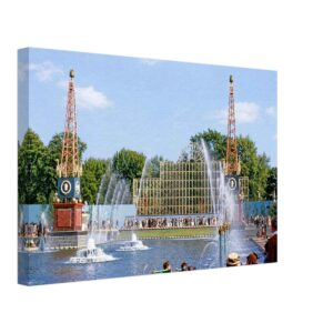 Fountain Lake and Giant Fern House, Festival of Britain, London 1951 - Canvas Print Fountain Lake and Giant Fern House at the Festival of Britain, Battersea Park, London 1951 - Canvas Print