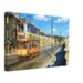 1950s painterly view of Glasgow Corporation Tram 679 travelling through Glasgow, Scotland towards the City Centre - canvas print.