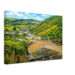 Hele Bay, Near Ilfracombe, Devon 1960s - Canvas Print 1960s elevated view of Hele Bay near Ilfracombe, Devon, showing the sandy beach, rocky cove, and hillside village on the North Devon coast, reimagined in a painterly style from a genuine vintage color photograph.